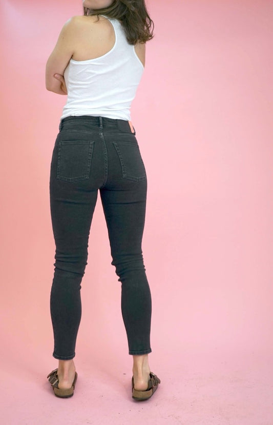 Acne Studios Bla Konst Peg Used Black Denim Jeans Slim Fit Stretchy W29-31