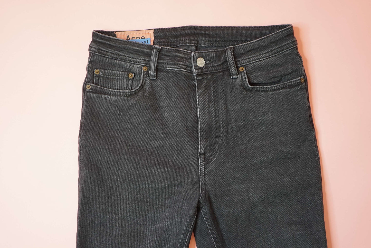 Acne Studios Bla Konst Peg Used Black Denim Jeans Slim Fit Stretchy W29-31