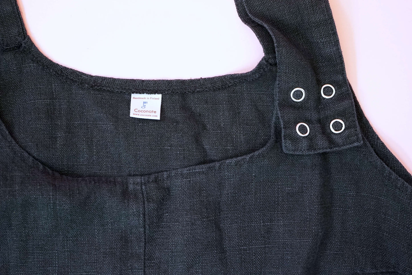 Black 100% Linen Sarafan Dress Vintage Asymmetrical Size L