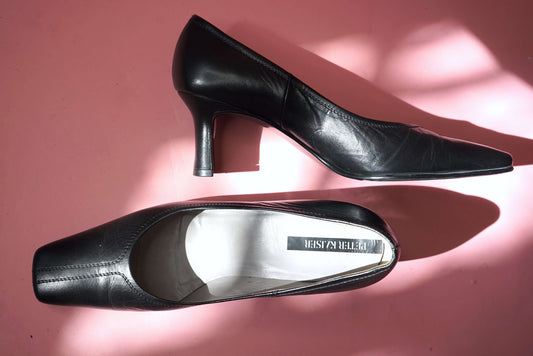 Black Court Shoes Medium Heel Pumps Genuine Leather Peter Kaiser Shoes UK Size 7-7.5/ EUR 40-40.5