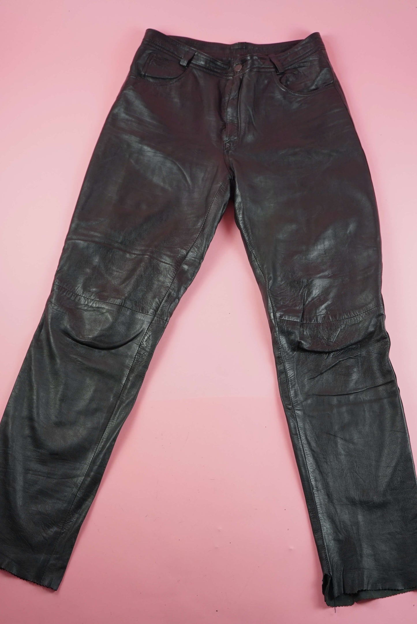Black Soft Leather Trousers Vintage Size M W31-32 UK Size 10-12 | EU size 40-42