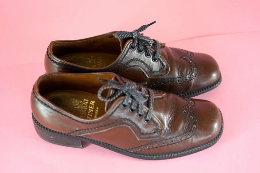 Brown Vintage Leather Brogues Lace Up Oxford Shoes UK Size 7/ EU 40