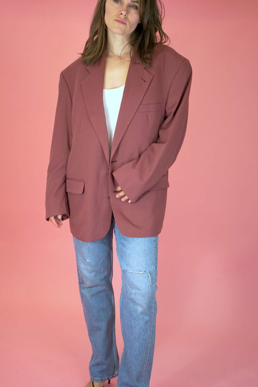 Dusty Pink Vintage Blazer Double Breasted Jacket Size XL