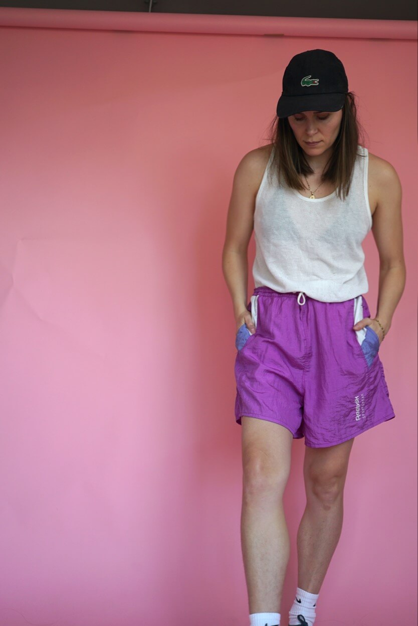 Reebok Vintage Shorts Purple Retro Shell Shorts Size XL
