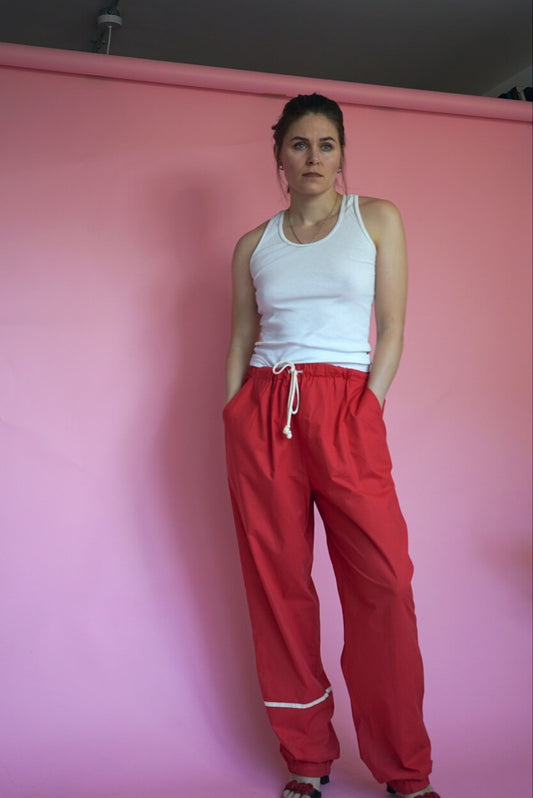 Retro Tracksuit Trousers Red Size XL | Made in 90s Finland