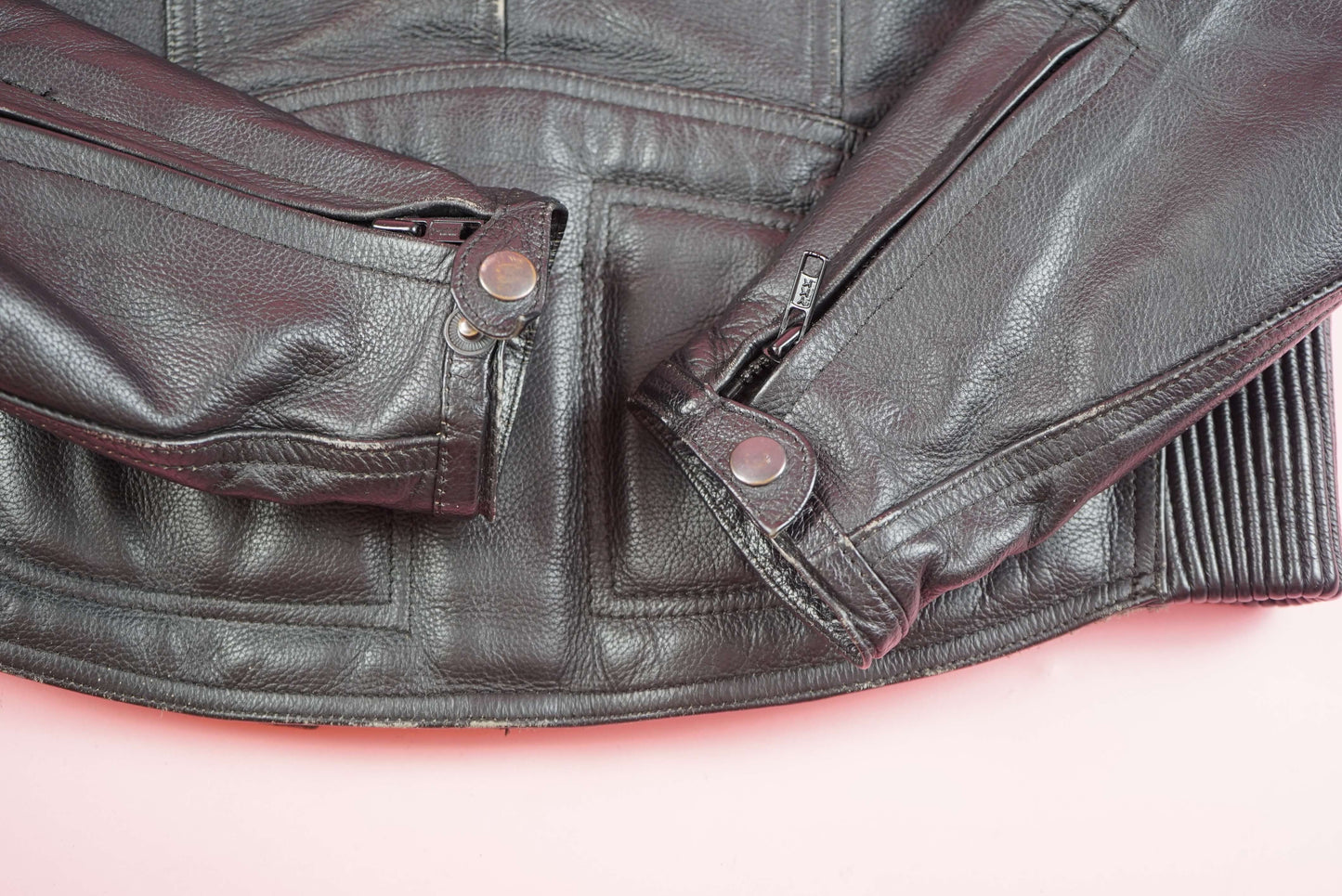 Vintage Leather Biker Jacket Black 90s Womens Leather Motorcycle Jacket Size S-M