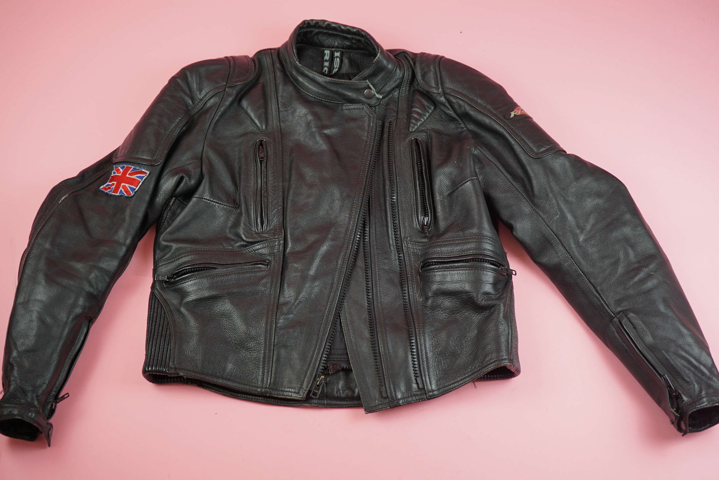 Vintage Leather Biker Jacket Black 90s Womens Leather Motorcycle Jacket Size S-M