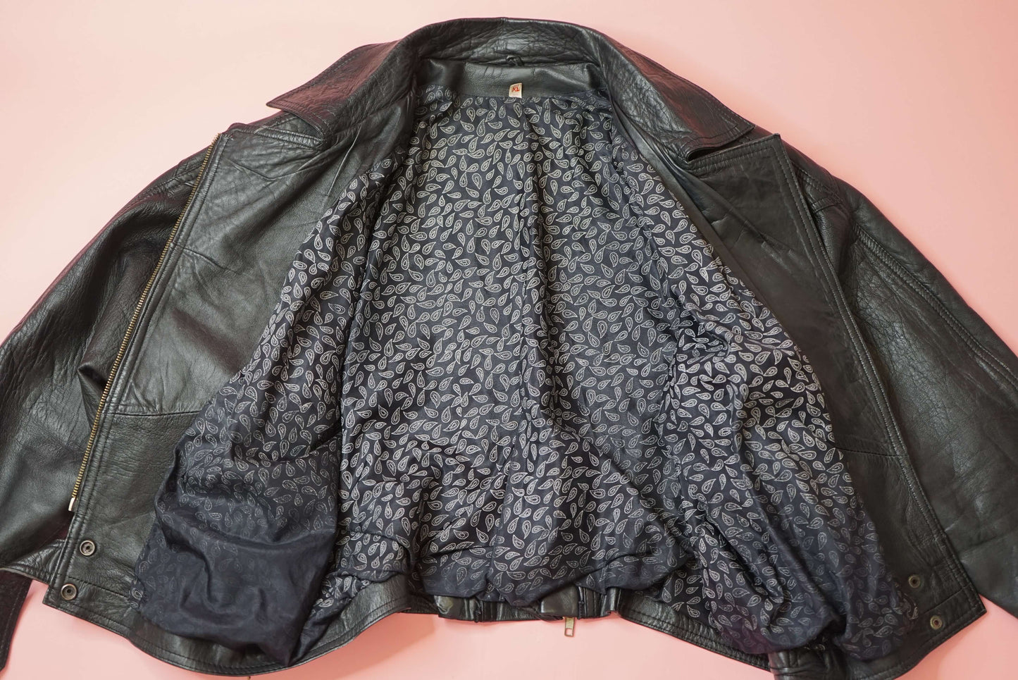 Vintage Leather Biker Jacket Black 90s Cropped Size M-L