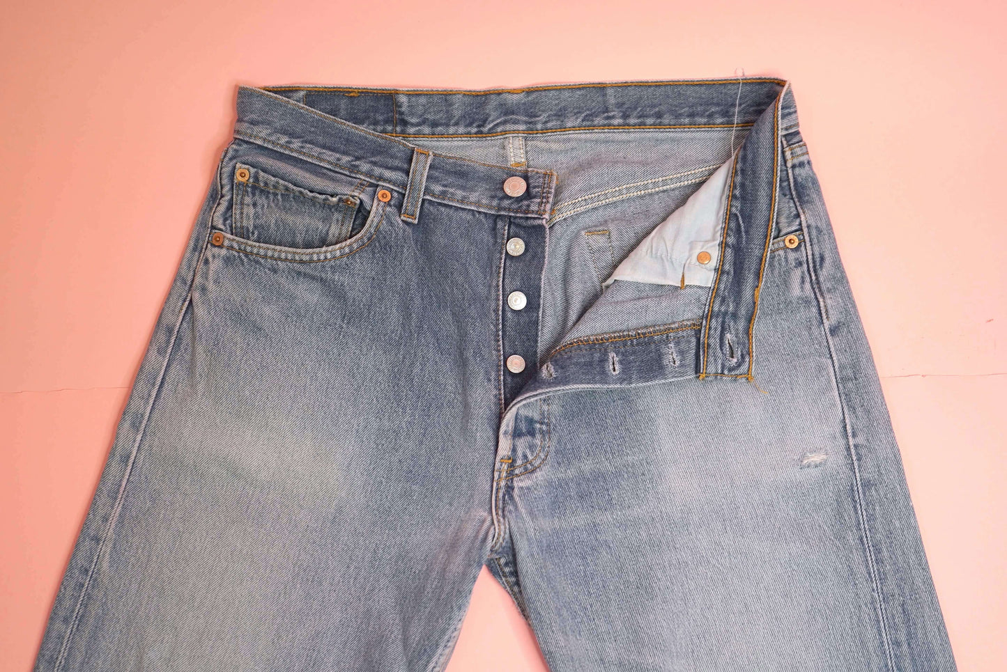 Vintage Levis 501 Jeans W33-34 Medium Blue Faded | Made in UK