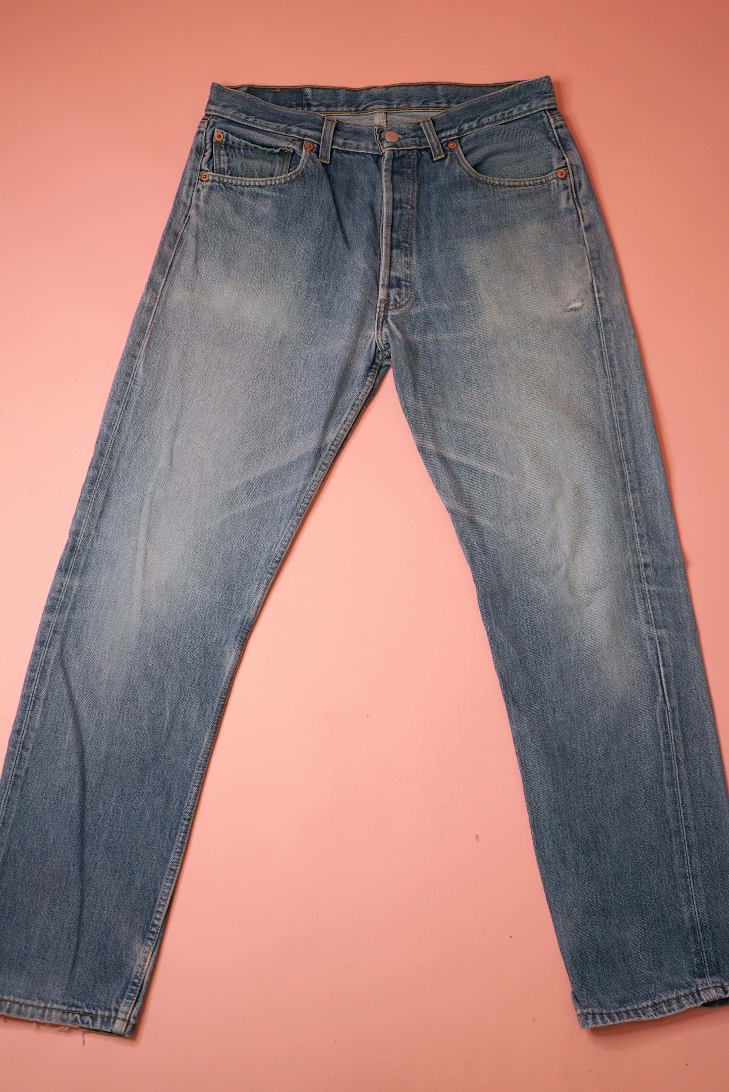 Vintage Levis 501 Jeans W33-34 Medium Blue Faded | Made in UK