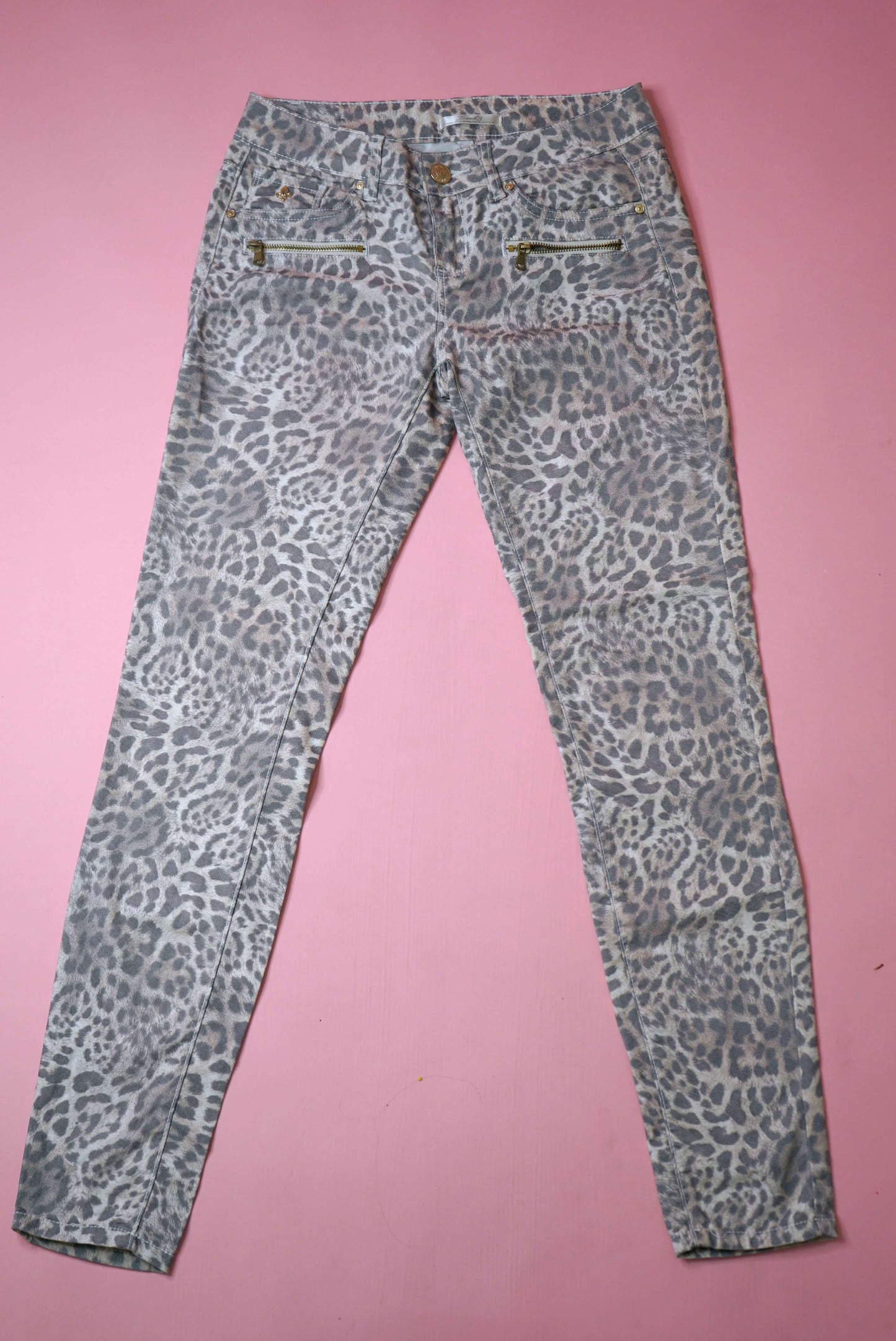 Vintage Low Waist Leopard Print Skinny Trousers W27 Size XS-S | Roberto Cavalli Style