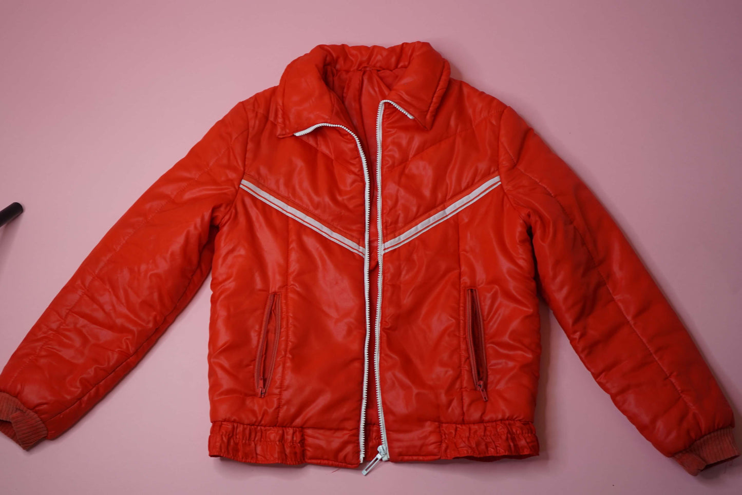 Vintage Retro Red Vintage Puffer Jacket Ski Zip Up Winter Jacket Size S-M 80s 90s Style