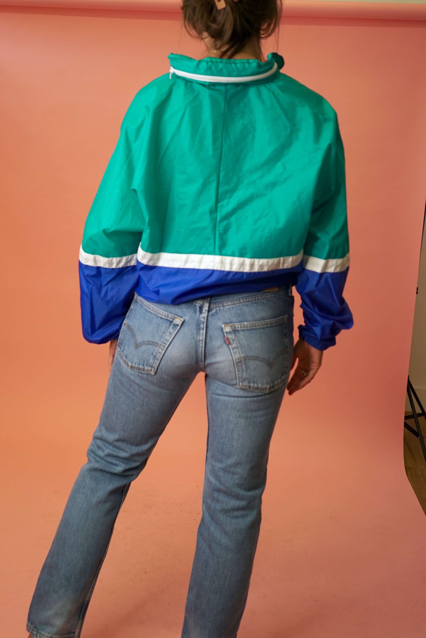 Vintage Shell Tracksuit Jacket Retro Windbreaker Blue Green Size L-XL