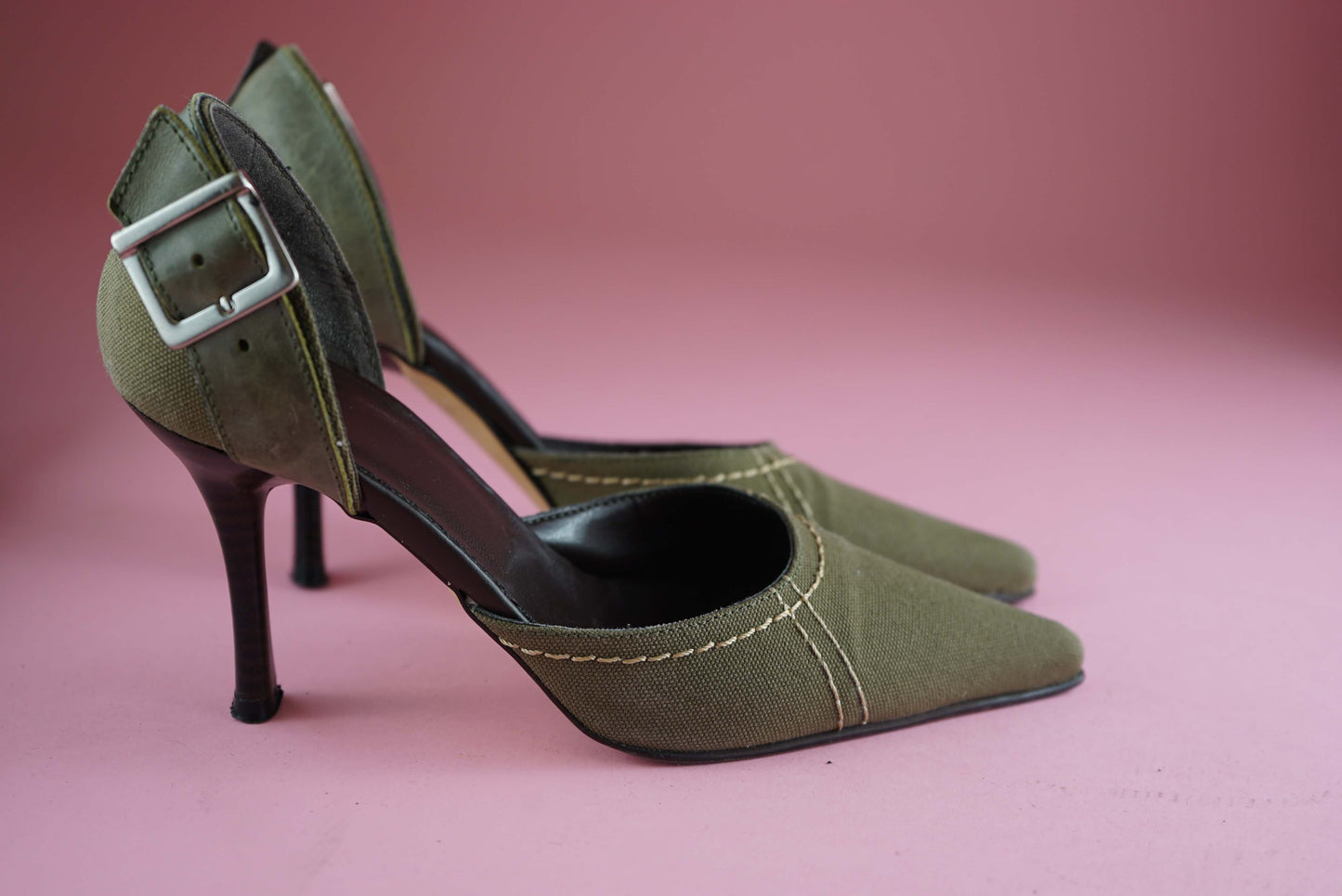 Y2K Pointed Toe Buckle Court Shoes Open Sides UK Size 3-3.5/ EU 36-36.5