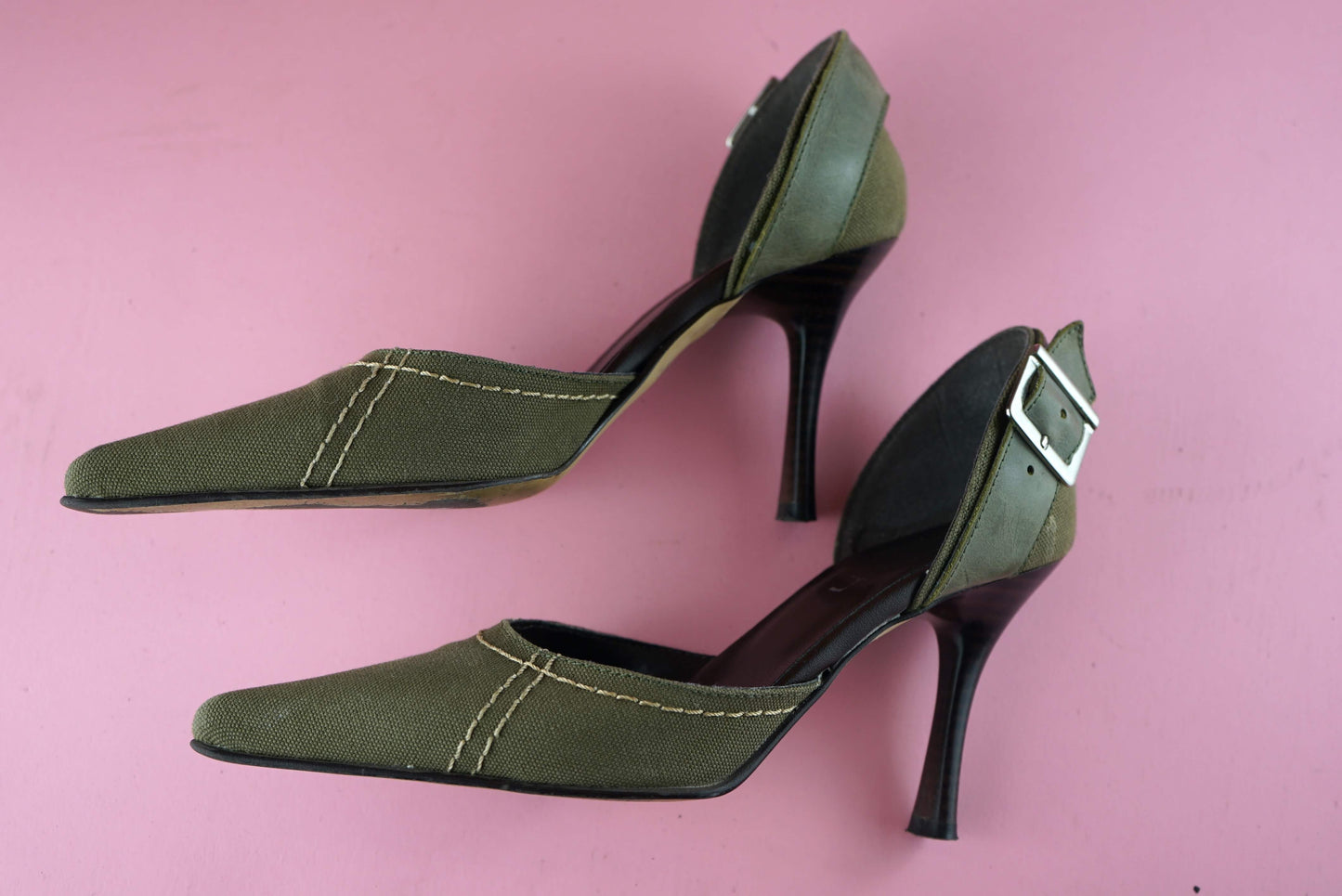 Y2K Pointed Toe Buckle Court Shoes Open Sides UK Size 3-3.5/ EU 36-36.5