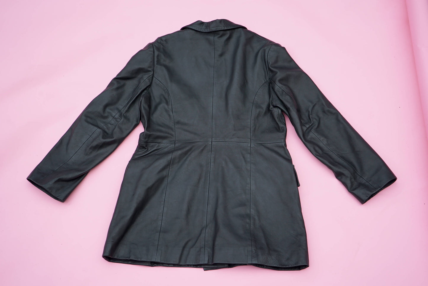 Vintage Women's Black Soft Leather Coat Size L