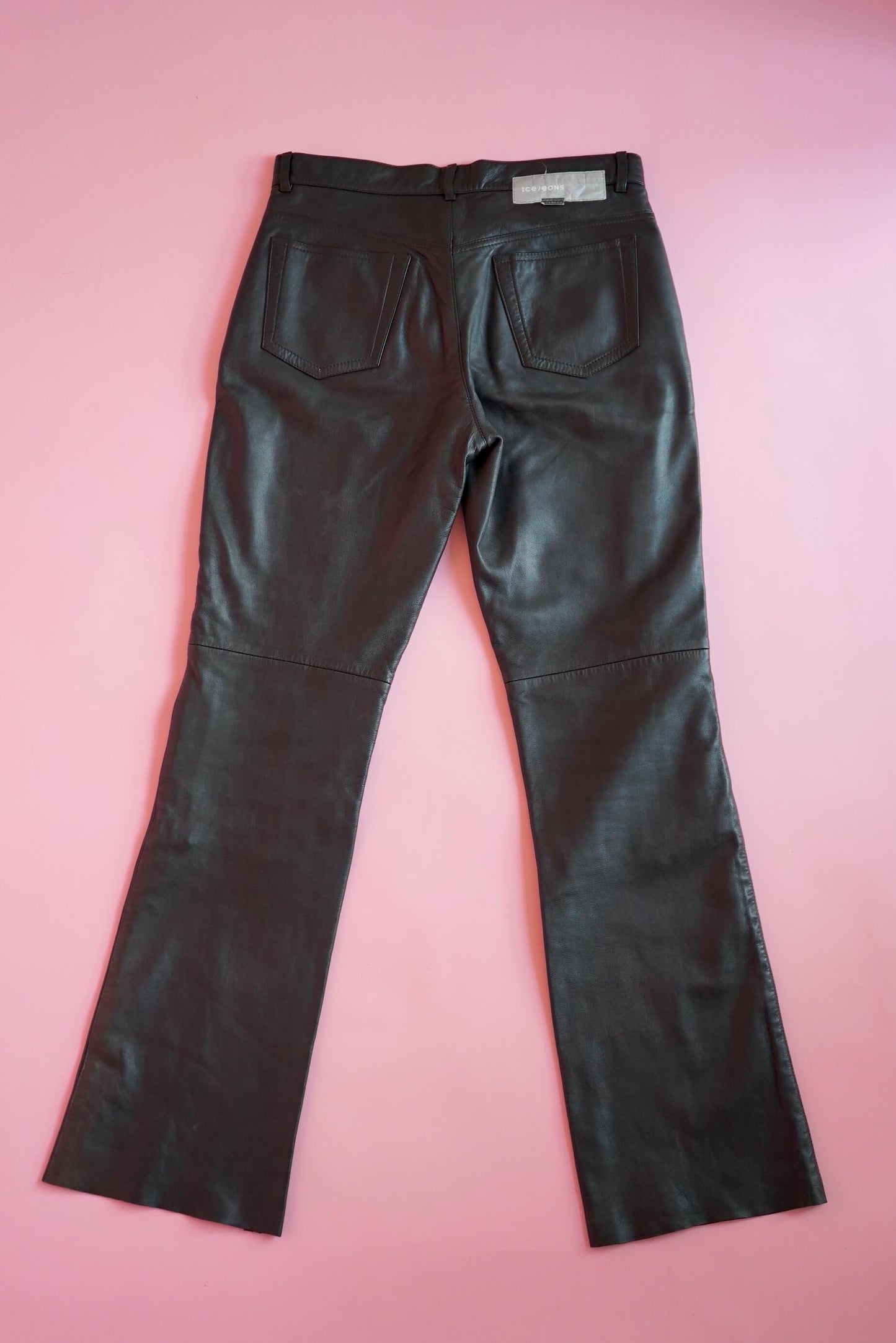 Iceberg Chocolate Brown Soft Leather Trousers Size S