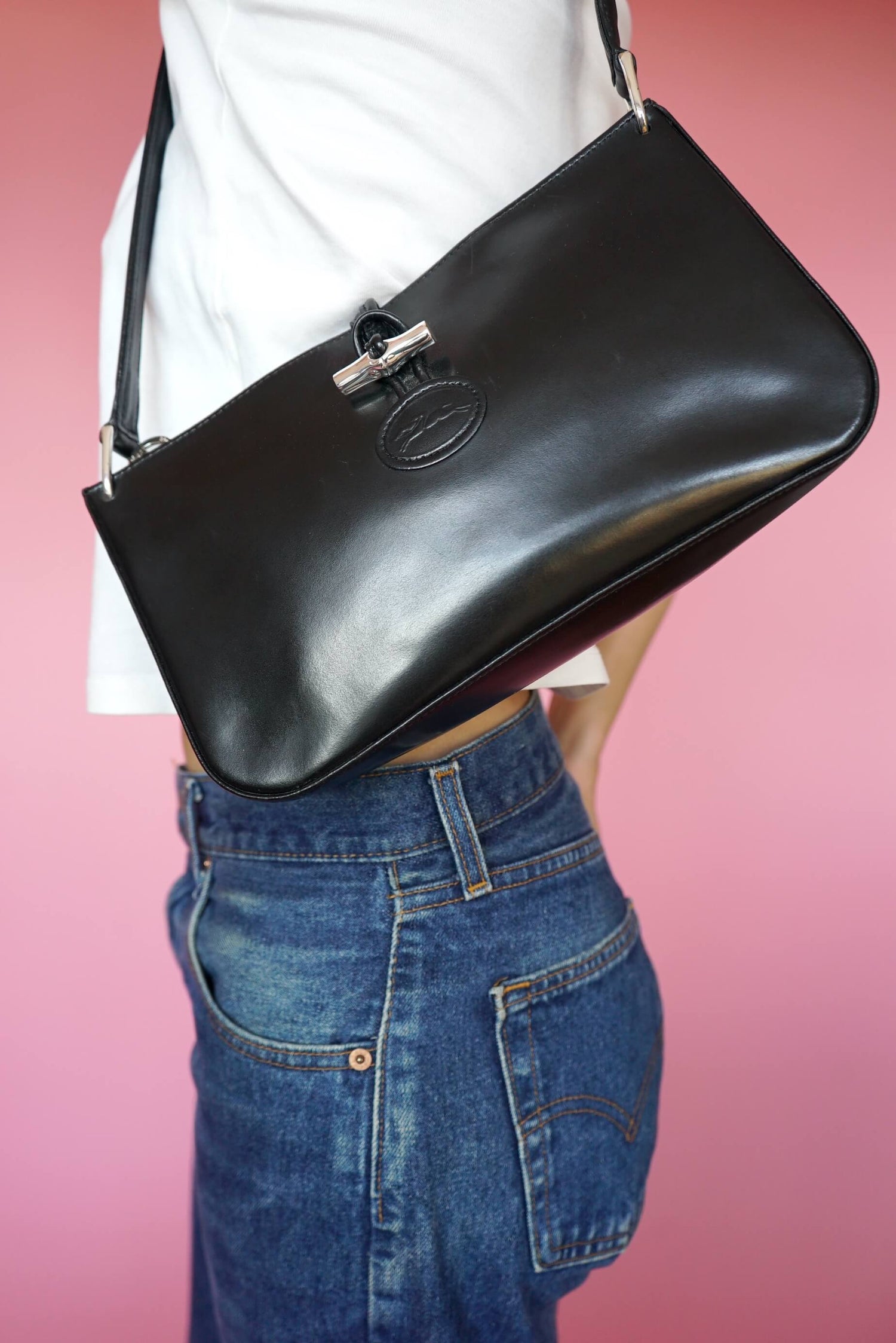 Longchamp, Bags, Vintage Longchamp Paris Rare Leather Hobo Shoulder  Handbag