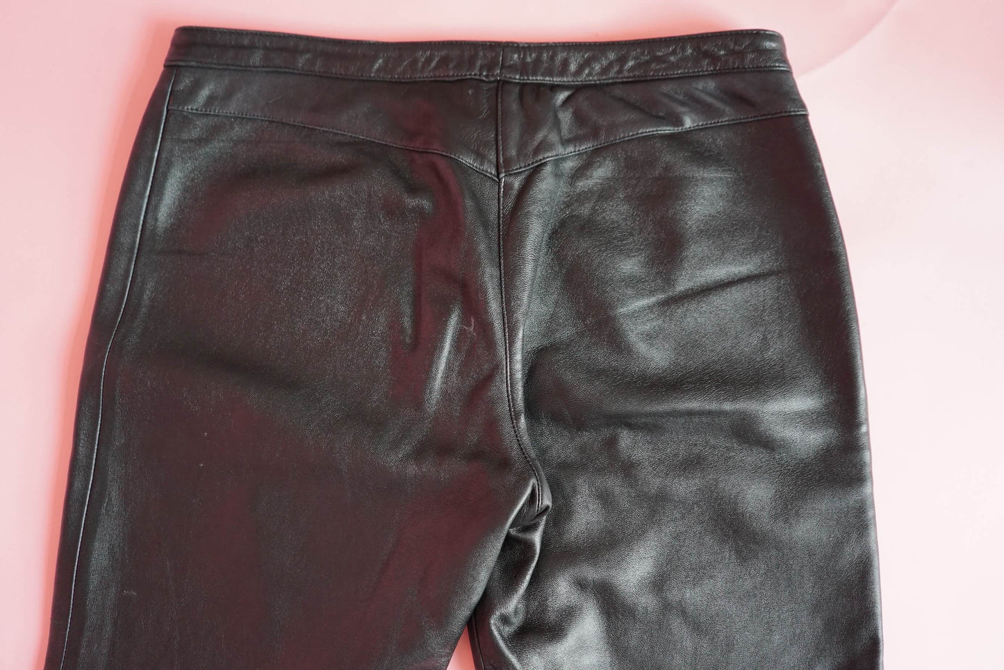 Vintage Black Soft Leather Trousers Size 14