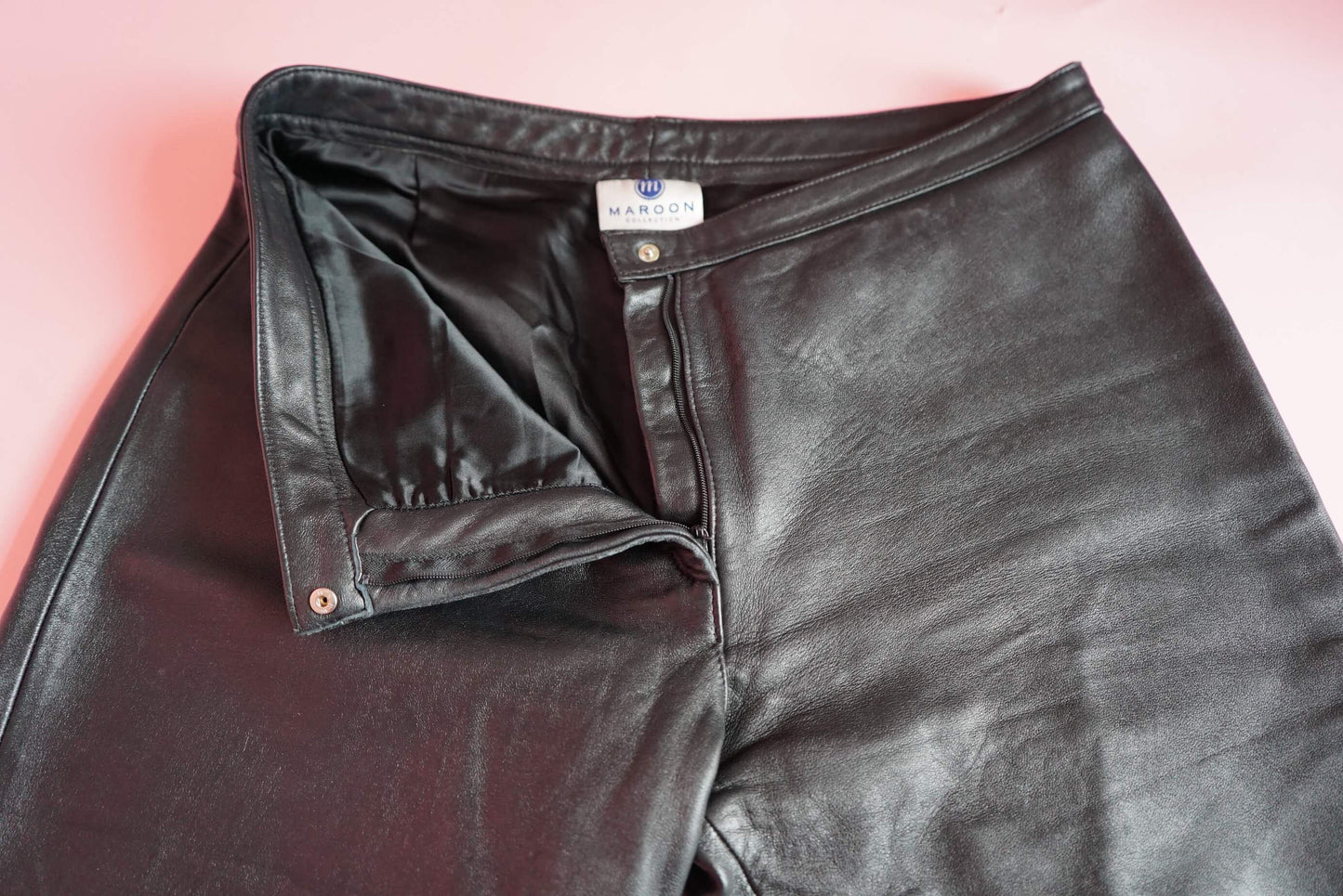 Vintage Black Soft Leather Trousers Size 14