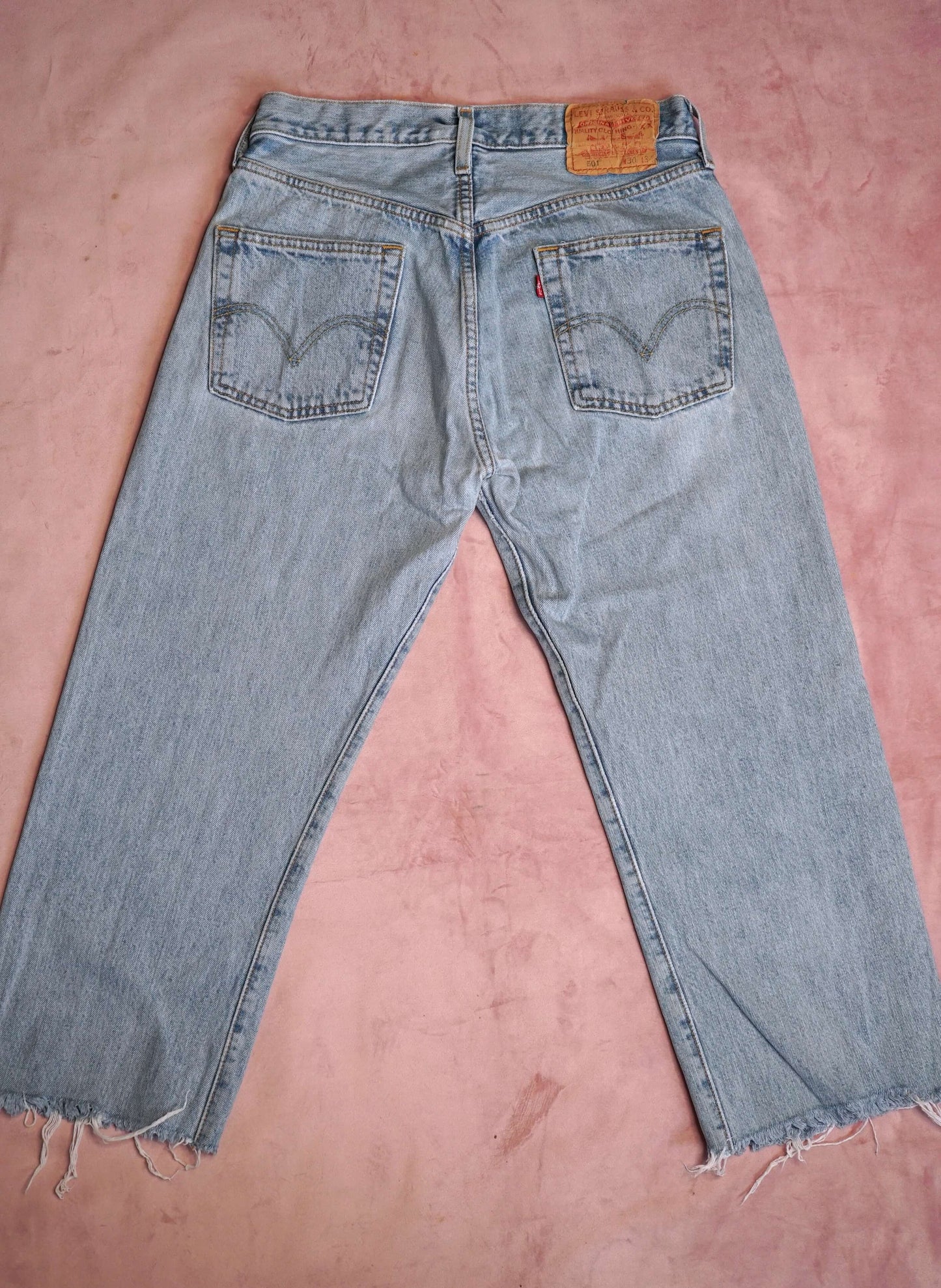 Vintage Levi's 501 Jeans Cropped Pedal Pushers Light Blue W29-30