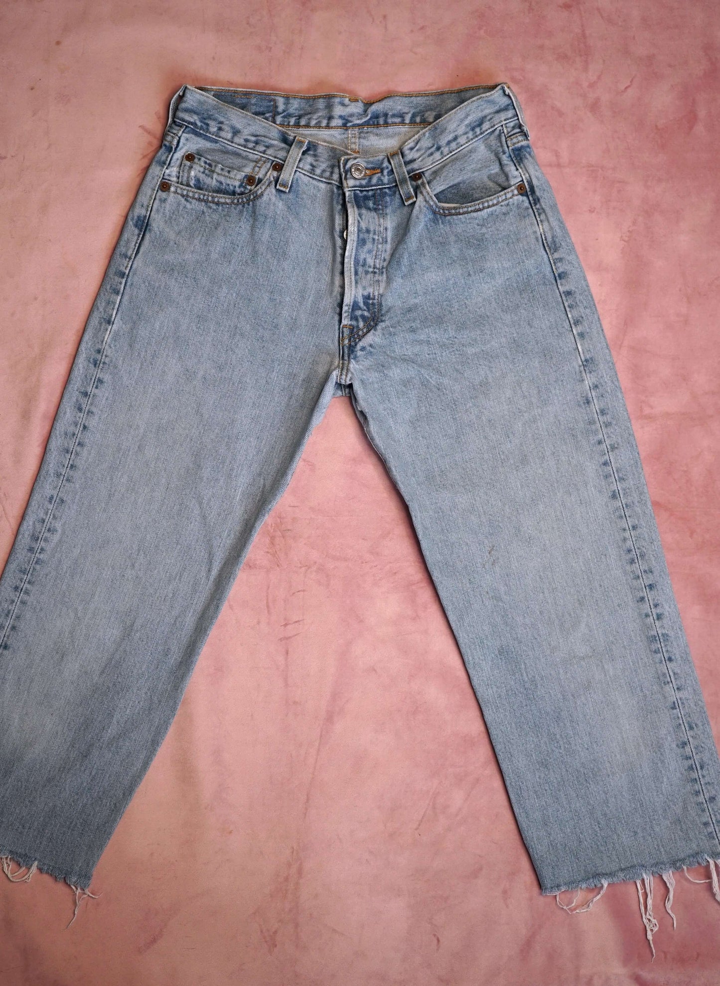 Vintage Levi's 501 Jeans Cropped Pedal Pushers Light Blue W29-30