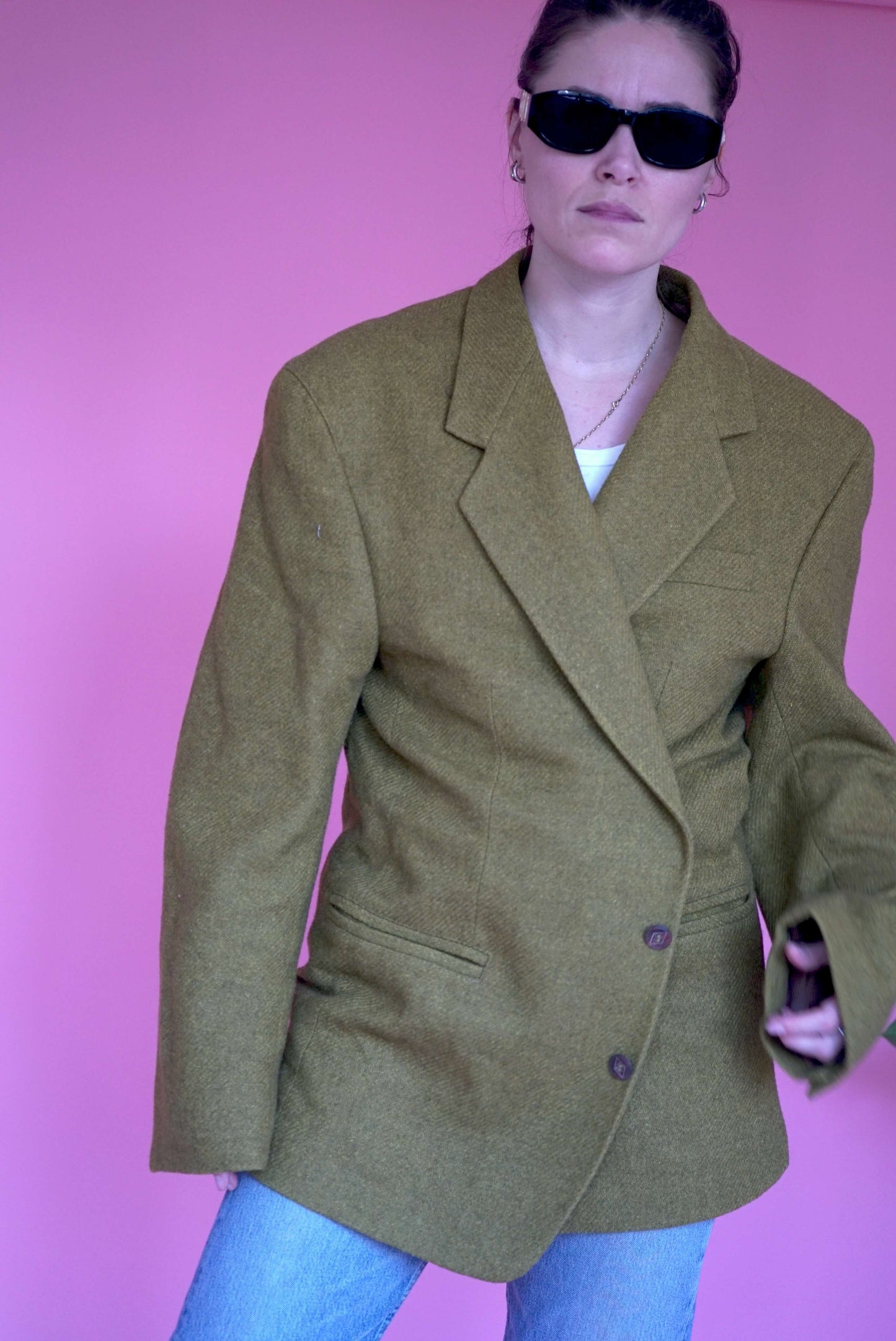 Vintage Mustard Wool Blazer Coat Size XL-XXL