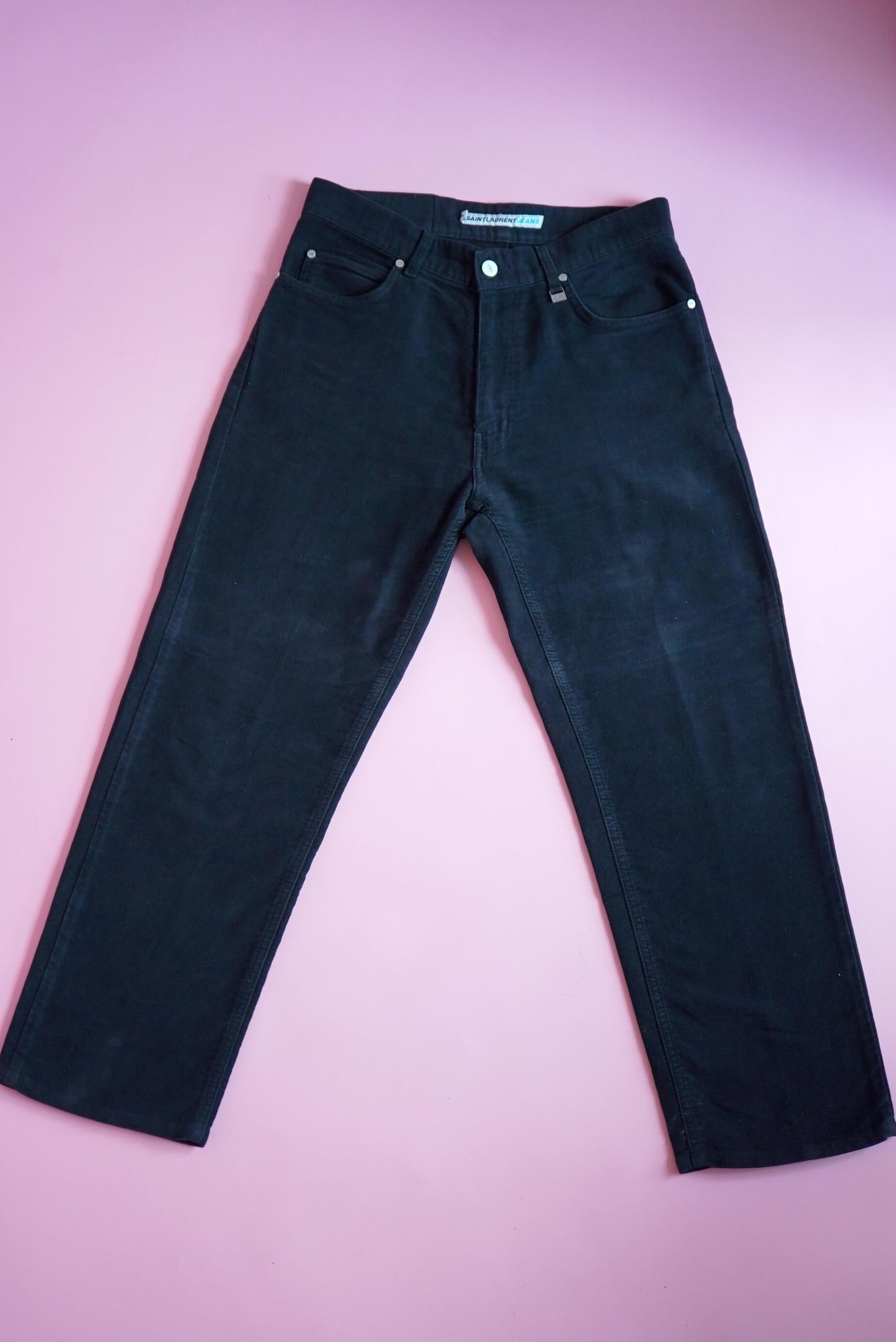 Vintage Saint Laurent Black Velvety Trousers W32