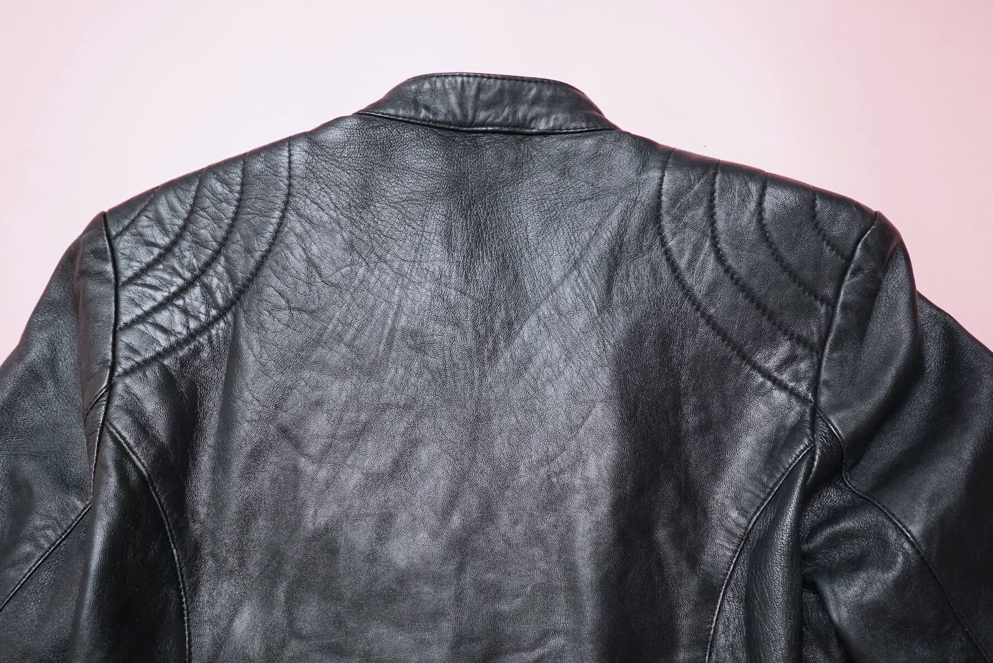 Vintage Black Minimal Motorcycle Leather Jacket Size M