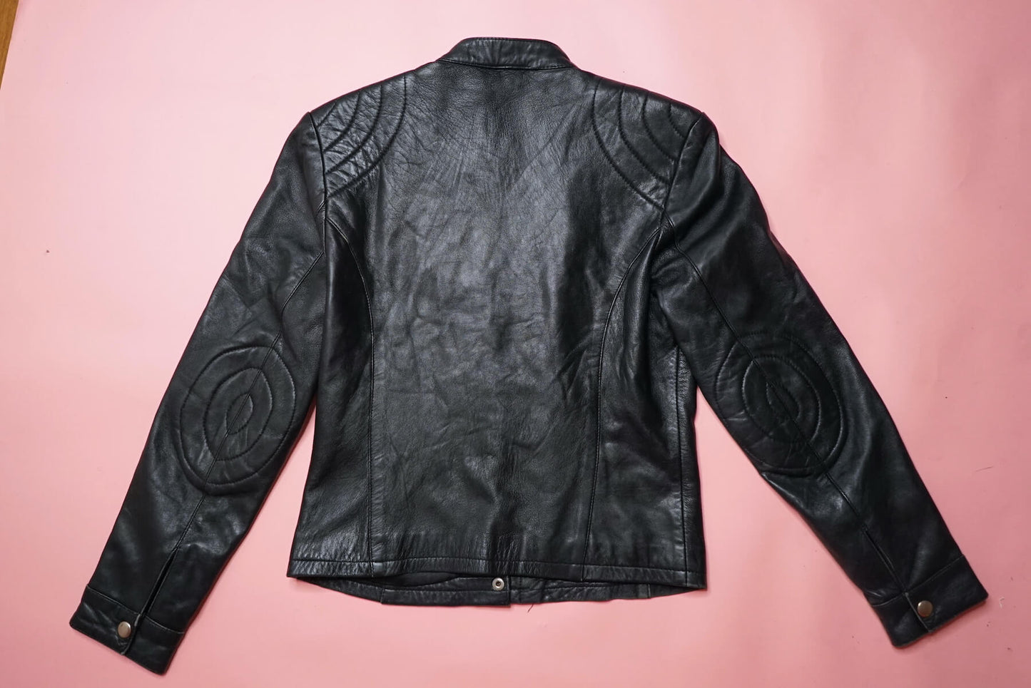 Vintage Black Minimal Motorcycle Leather Jacket Size M