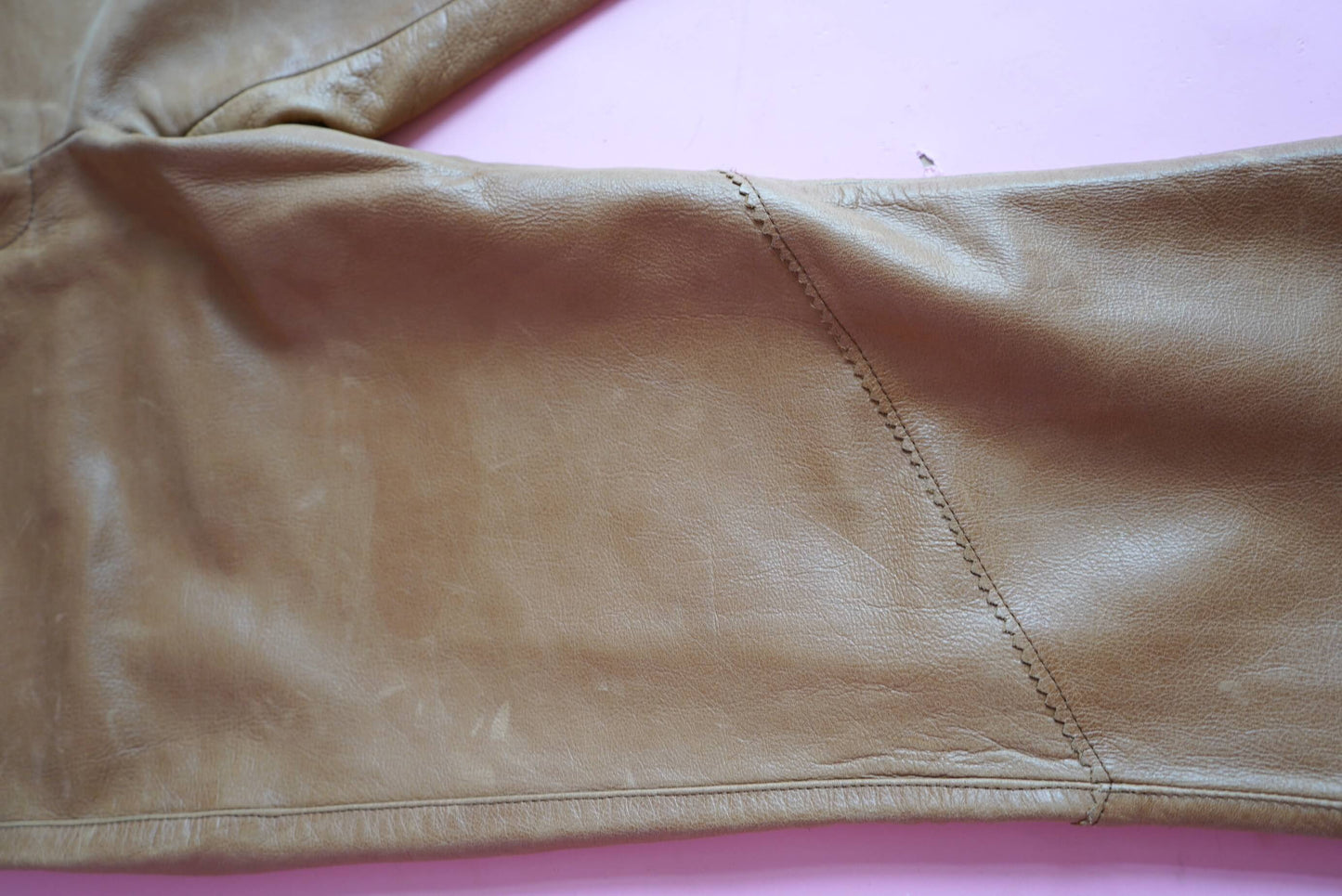 Vintage Soft Tan Leather Flared Trousers Size 10