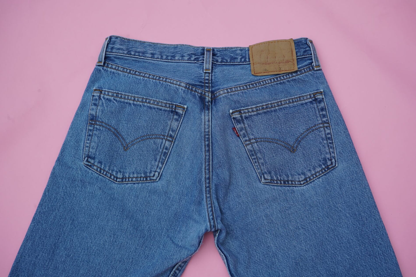 90s Vintage USA Levis 501 Jeans W31-32 Mid Blue