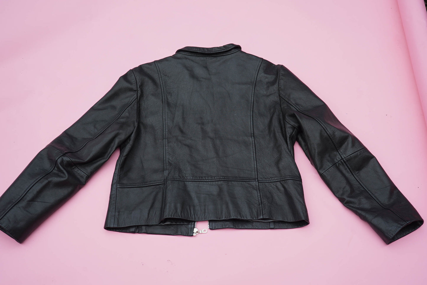Vintage Normcore Black Leather Jacket Size S-M